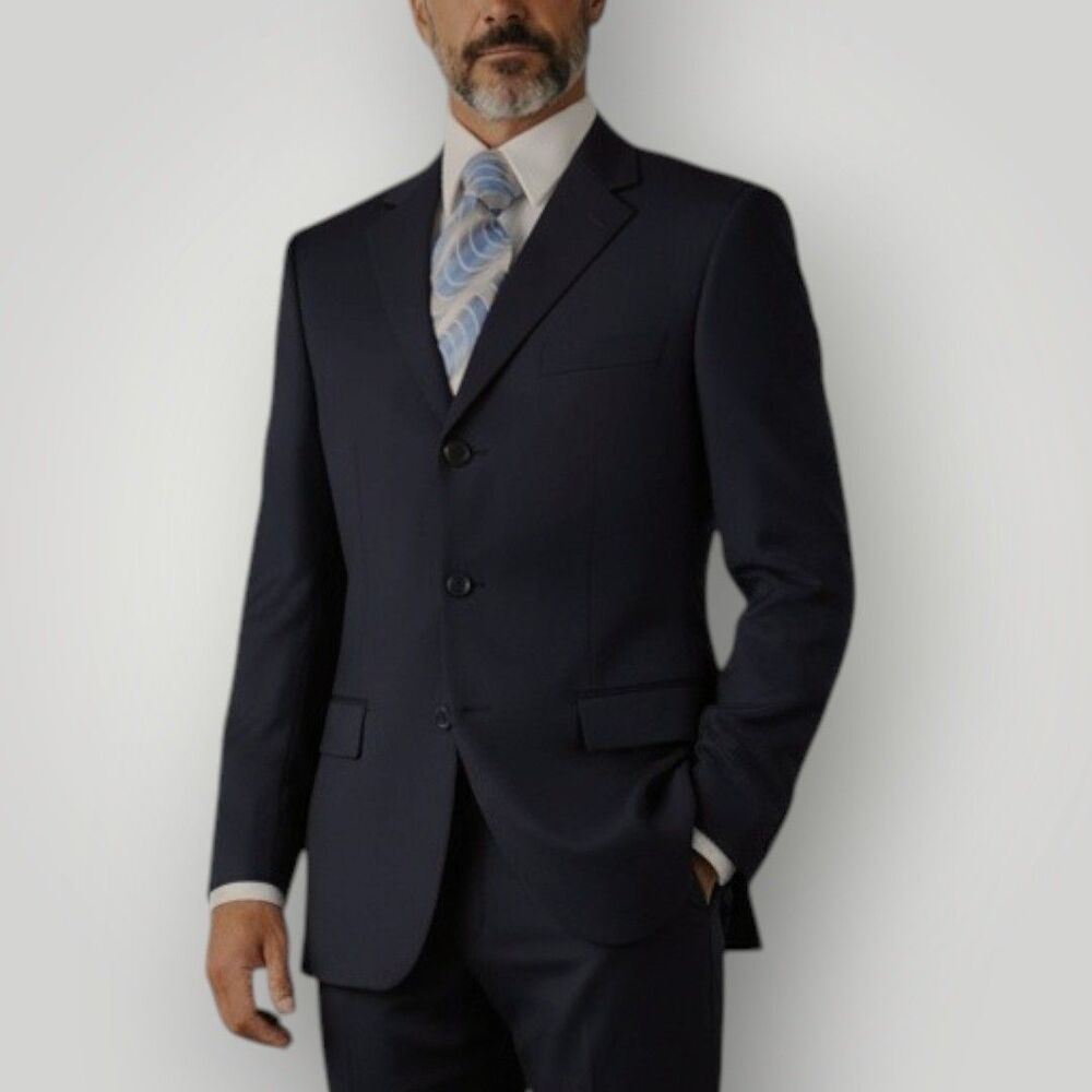 CANALI Mens Blazer Sport Coat 3-Button Jacket 46R-US 56R-EU Black Wool Italy
